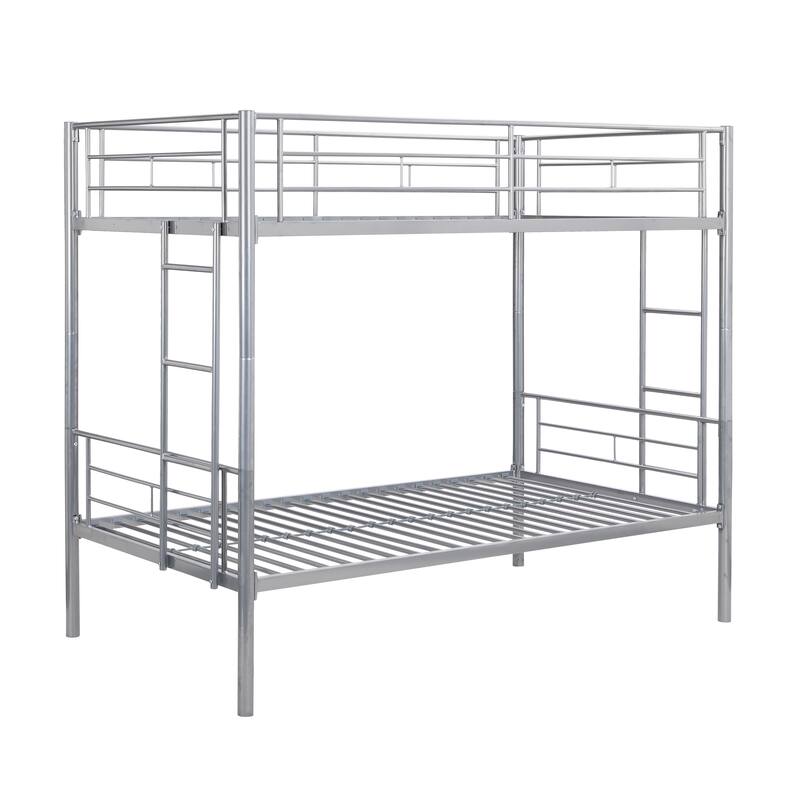 Twin-Over-Twin Metal Bunk Bed with Sturdy Steel Frame and No Box Spring Needed