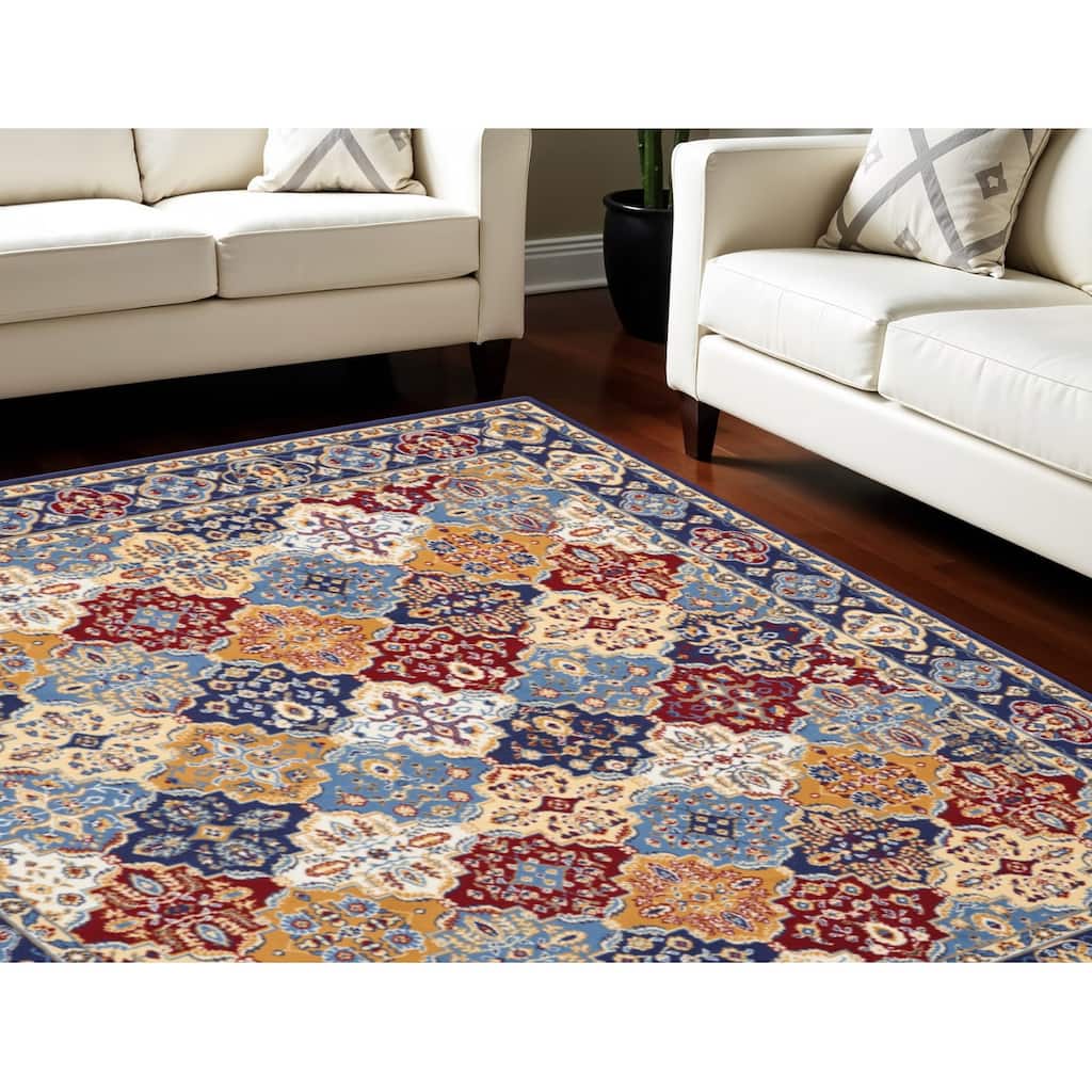 Power Loomed Distressed Floral Non Skid Stain Resistant Area Rug - 144' X '102' X '0.5