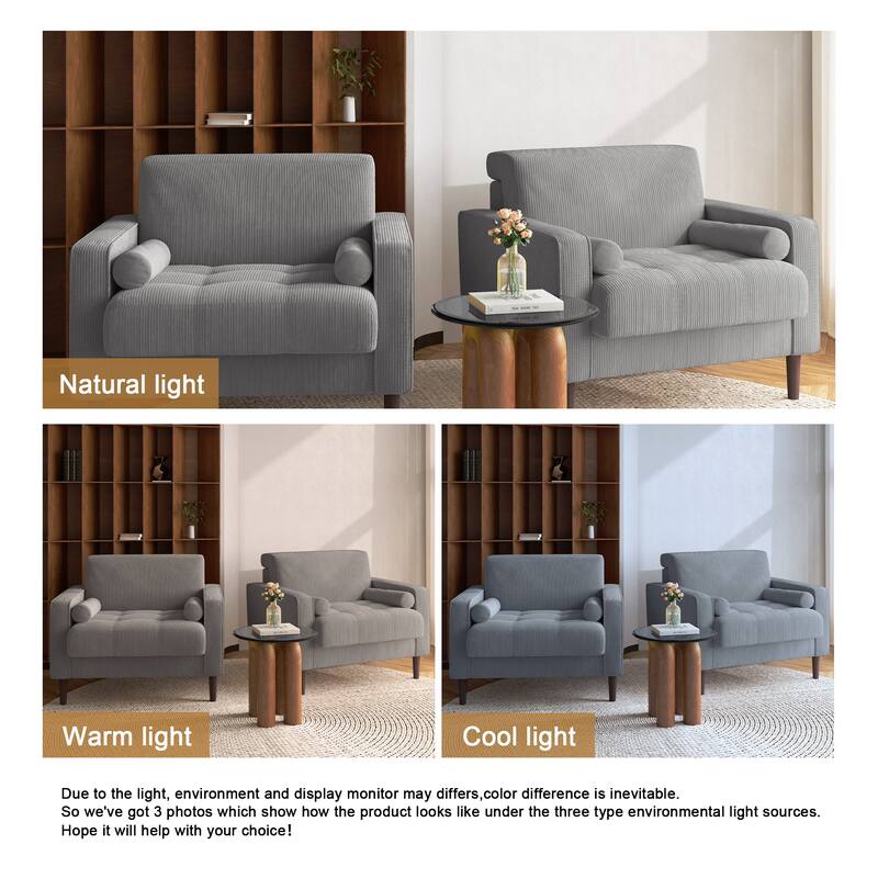 2 Set Modern Wide Armchair Corduroy Accent Chairs