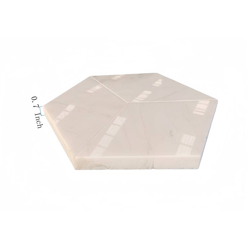 Roomfitters Hexagon Marble Tile for Wall and Floor, Polished Natural Stone, Genuine Marble, 12-Piece Box, White