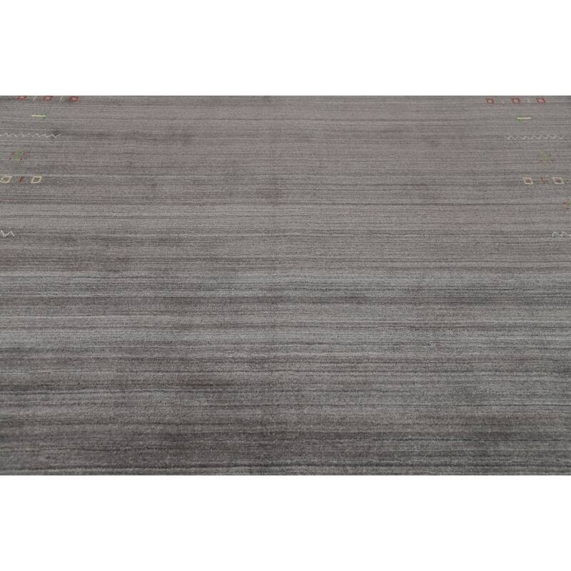 Hand Knotted Oriental 100% Wool Carpet Tribal Animal Pictorial Greys & Charcoal Gabbeh Area Rug - 9' 10'' X 7' 11''