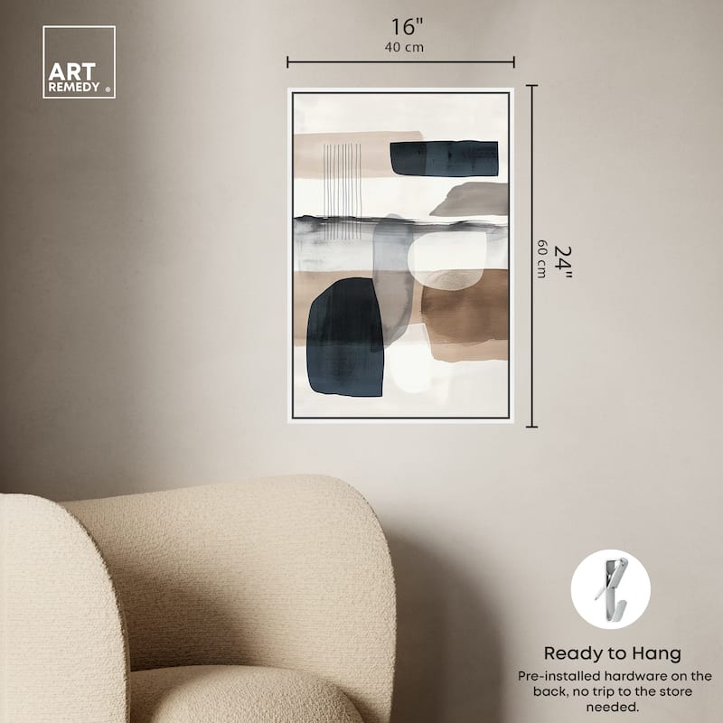 Art Remedy Layers Of Depth Framed Abstract Shapes 1 Piece Canvas Wall Art