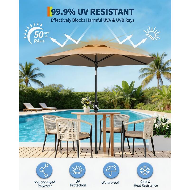 10ft Outdoor Patio Umbrella, with Crank Lift & Push Button Tilt, UV Protection Waterproof