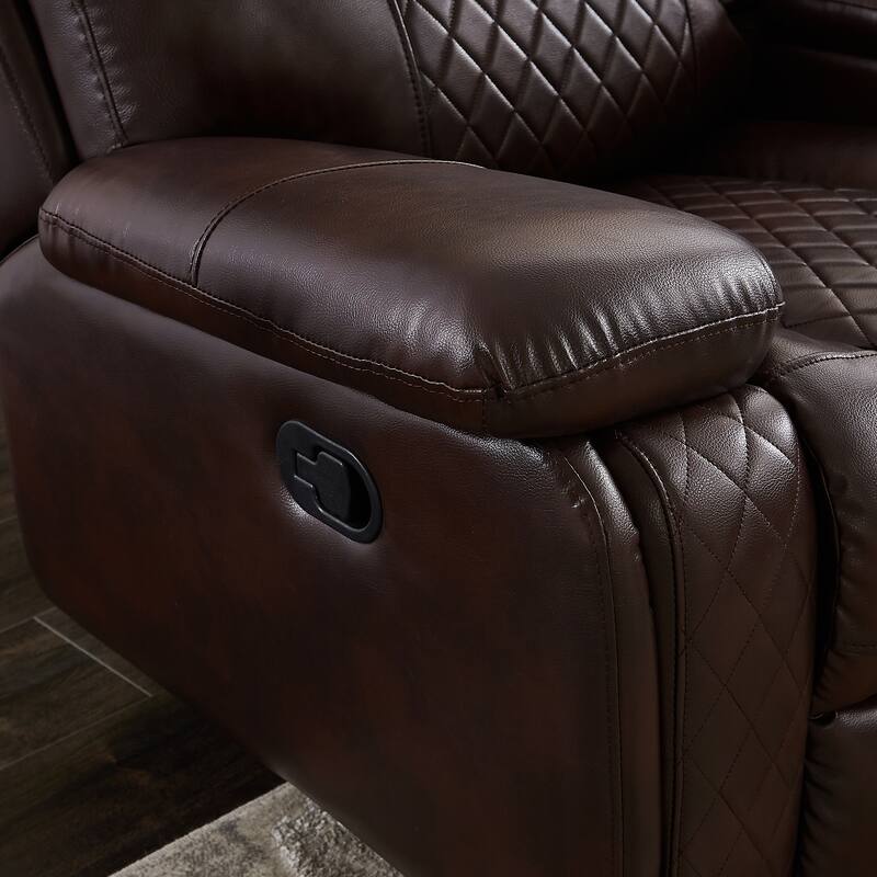 Mid-century Modern Faux Leather Upholstered Reclining Sectional Sofa