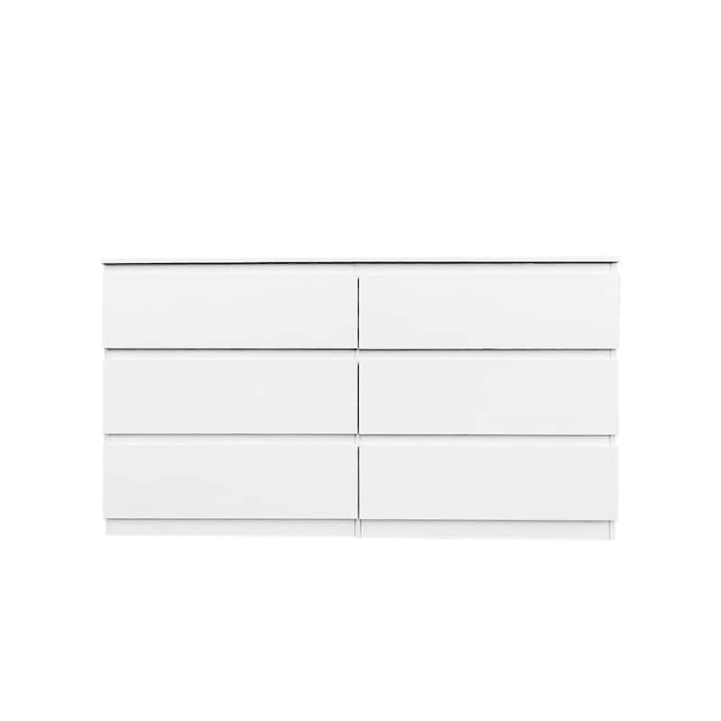 6-Drawer Double Dresser, Storage Cabinet with Solid Wood Handle for Bedroom, Living Room