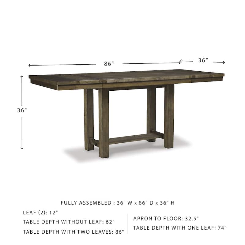 Moriville Counter Height Extension Table - Grayish Brown - 36" W x 86" D x 36" H