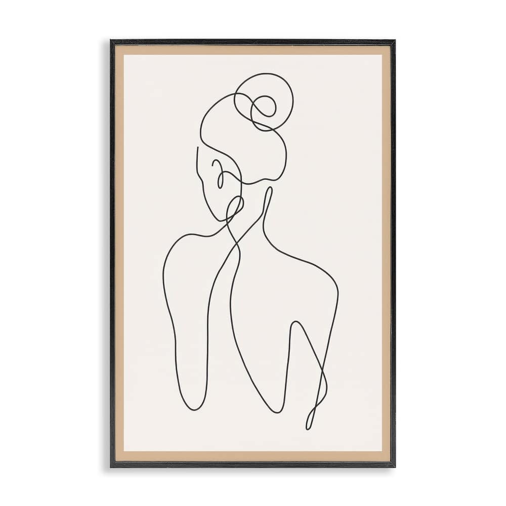 Stupell Minimal Woman Line Drawing Framed Giclee Art Design By LSR Creative Studio