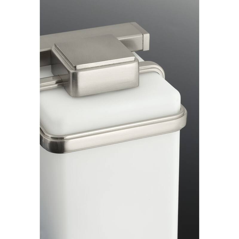 Metric Collection 3-Light Brushed Nickel Etched/Painted White Inside Glass Coastal Bath Vanity Light - 3 Lights