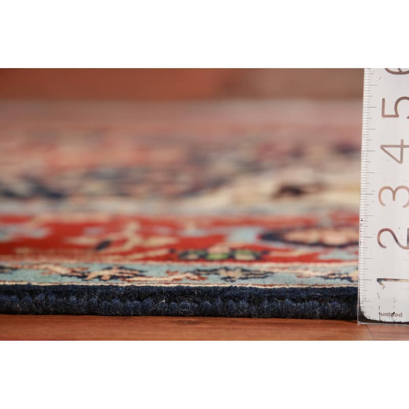 Hand Knotted Oriental 100% Wool Carpet Traditional All-Over Navy Blue & Blues Heriz (serapi) Area Rug - 12' 0'' X 9' 1''