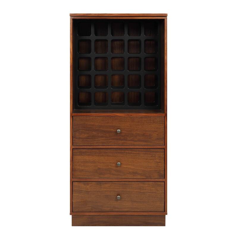Blissful Walnut Wine Cabinet with Drawer