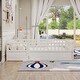 preview thumbnail 1 of 11, White Full Size Pine Wood Floor Bed with Full-length Guardrail and Door for Kids, Adults Full - White