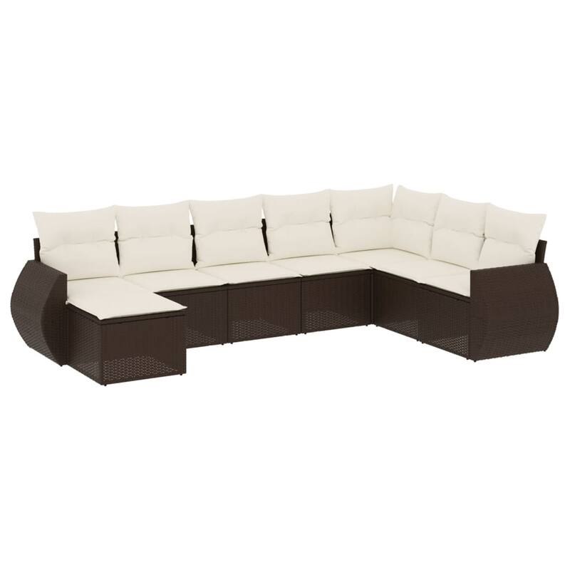 vidaXL Patio Sofa Set with Cushions Outdoor Conversation Furniture Poly Rattan - 21.7 x 21.7 x 14.6