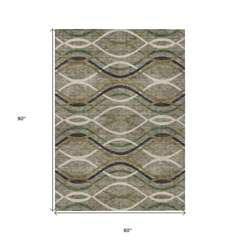 HomeRoots Abstract Transitional Rectangle Outdoor Rug