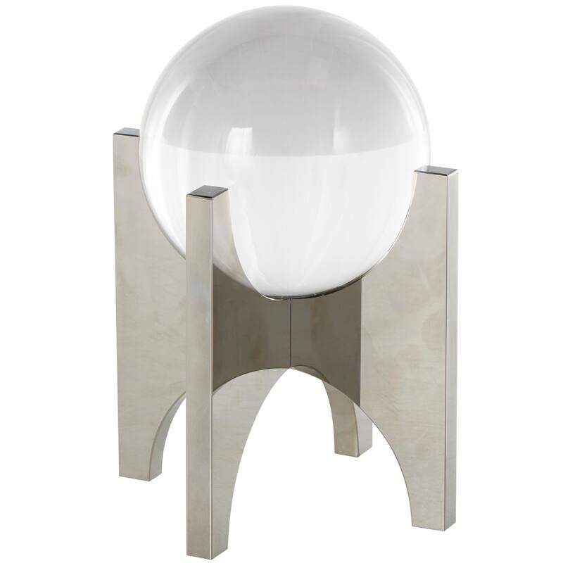 Silver Glass Orb Sculpture with X Shaped Holder (Set of 2)
