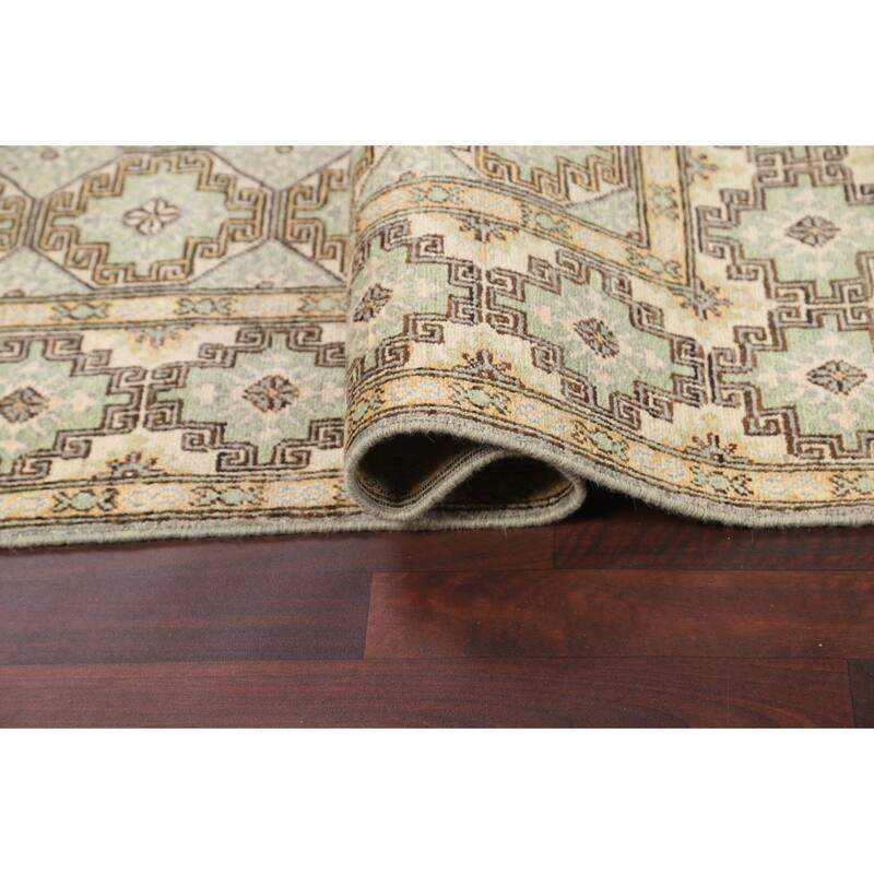Vegetable Dye Geometric Khotan Wool Area Rug Hand-knotted Foyer Carpet - 4'8" x 6'0"
