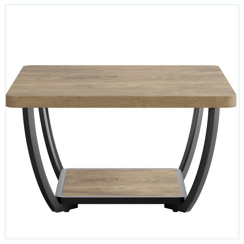 31.5" Square Coffee Table, 2-Tier Accent Center Cocktail Table