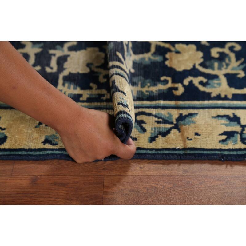 Vegetable Dye Art Deco Chinese Foyer Rug Hand-Knotted Wool Carpet - 2'11"x 4'9"