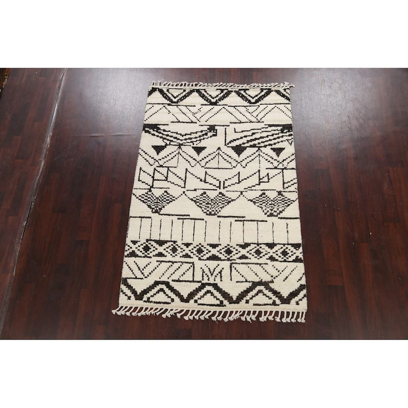 Tribal Modern Vegetable Dye Moroccan Berber Oriental Area Rug Handmade - 4'6" x 6'8"