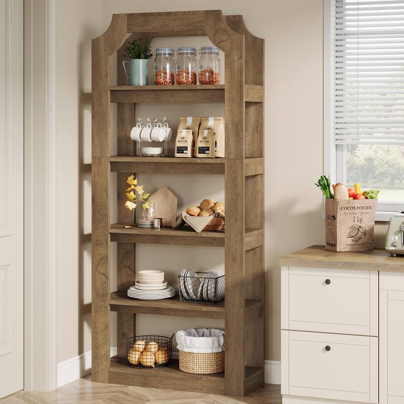 Tall 5 Shelf Bookcase, Storage And Display Bookshelf For Home Office And Living Room
