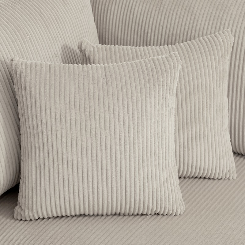 Set of 2 Modern Square Corduroy Accent Throw Pillow