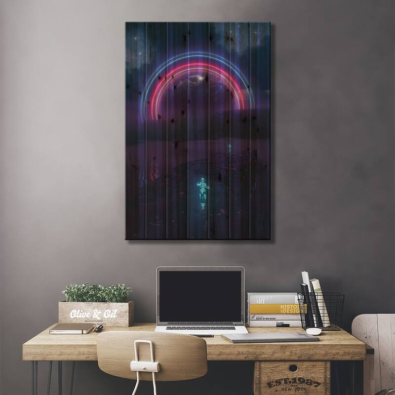 New Discoveries Print On Wood by Evan Rhodes - Multi-Color