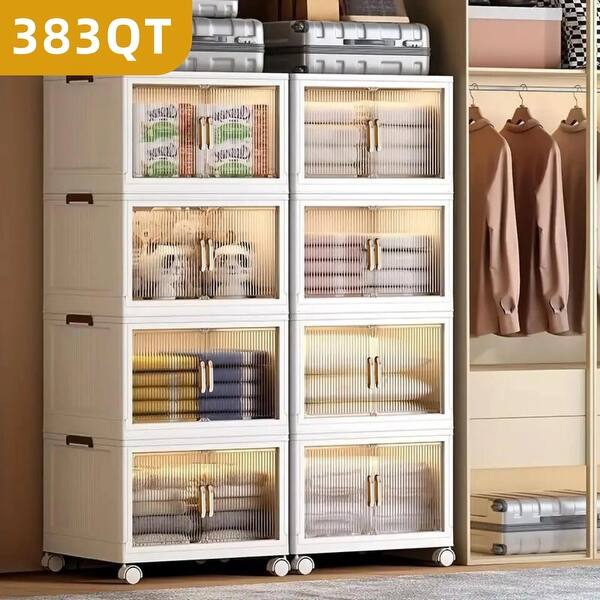 Plastic Storage Bins With Lids,32 QT. Double Doors Plastic Foldable Box,3-Tier Storage Boxes With Lids,toy Organizer,stackable Plastic Storage