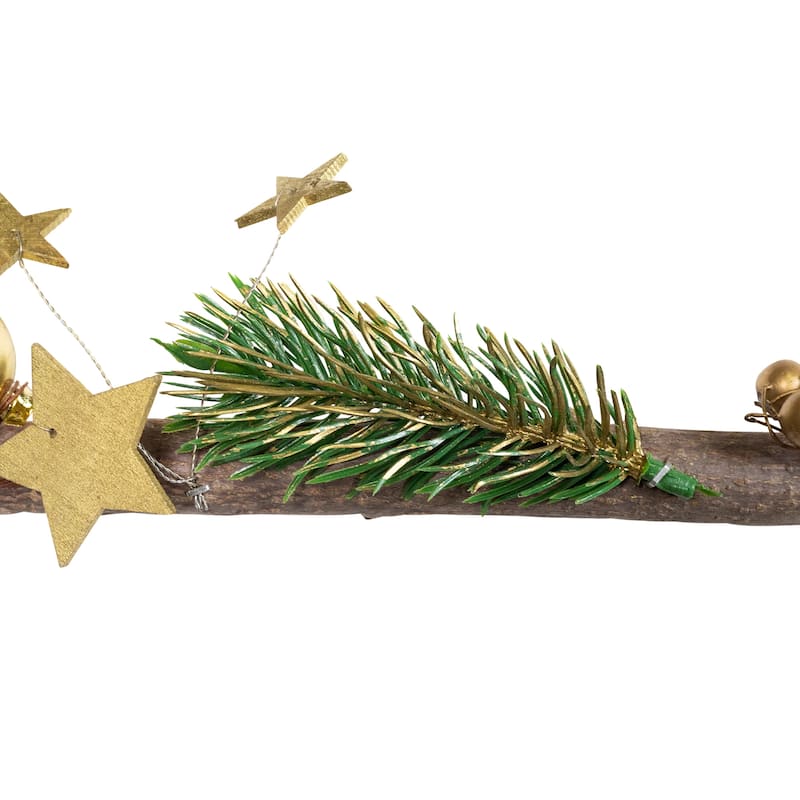 Star and Pinecone Hanging Tree Wooden Christmas Wall Decoration - 30"