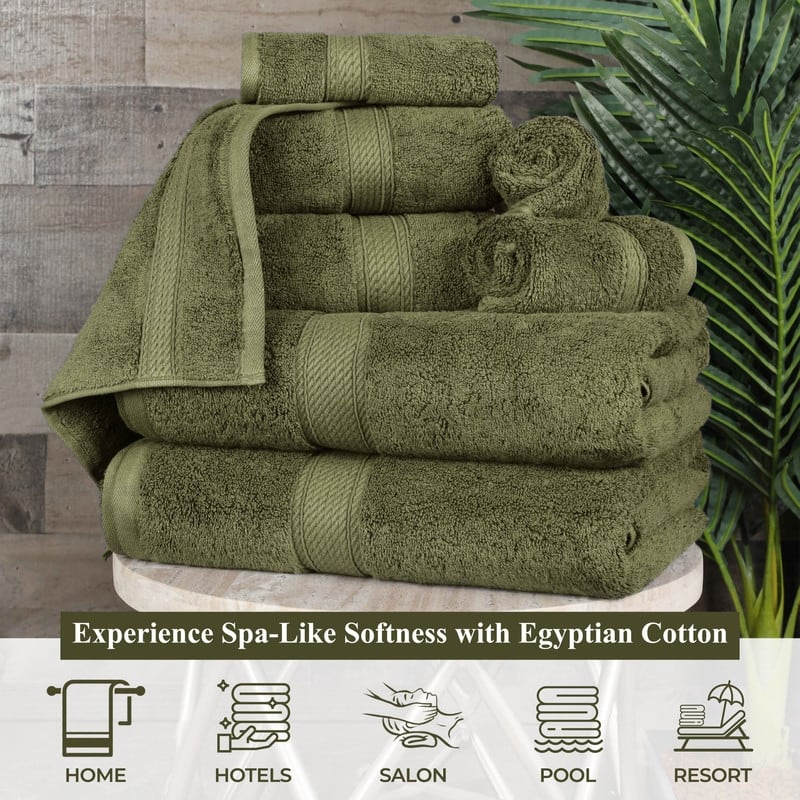 Superior Luxury Egyptian Cotton Bath Towel Set of 4 Ultra Plush, Heavyweight, Absorbent Spa & Hotel Quality Bath Towels Set