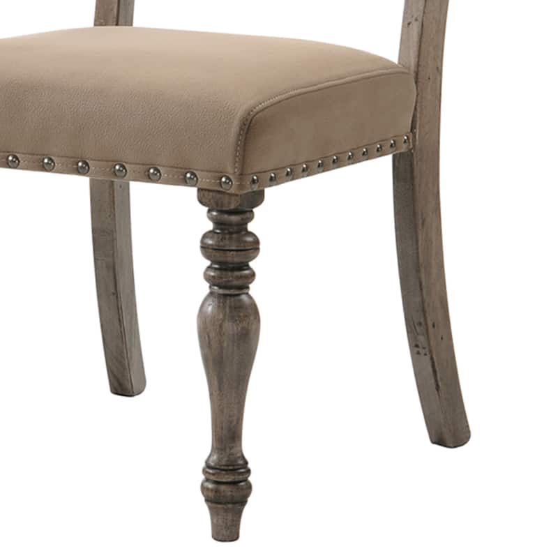 Set of 2 Driftwood Finish Dining Chair with Nailhead