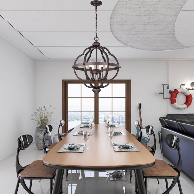 Allario 6 Light Farmhouse Candle Style Metal Chandelier 21 Inch - Oil Rubbed Bronze
