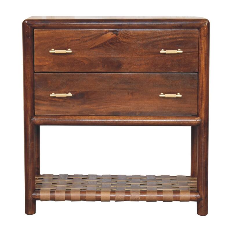 Artisan Furniture Solid Wood Regency Woven 2-Drawer Nightstand, Brown, 1 Shelf