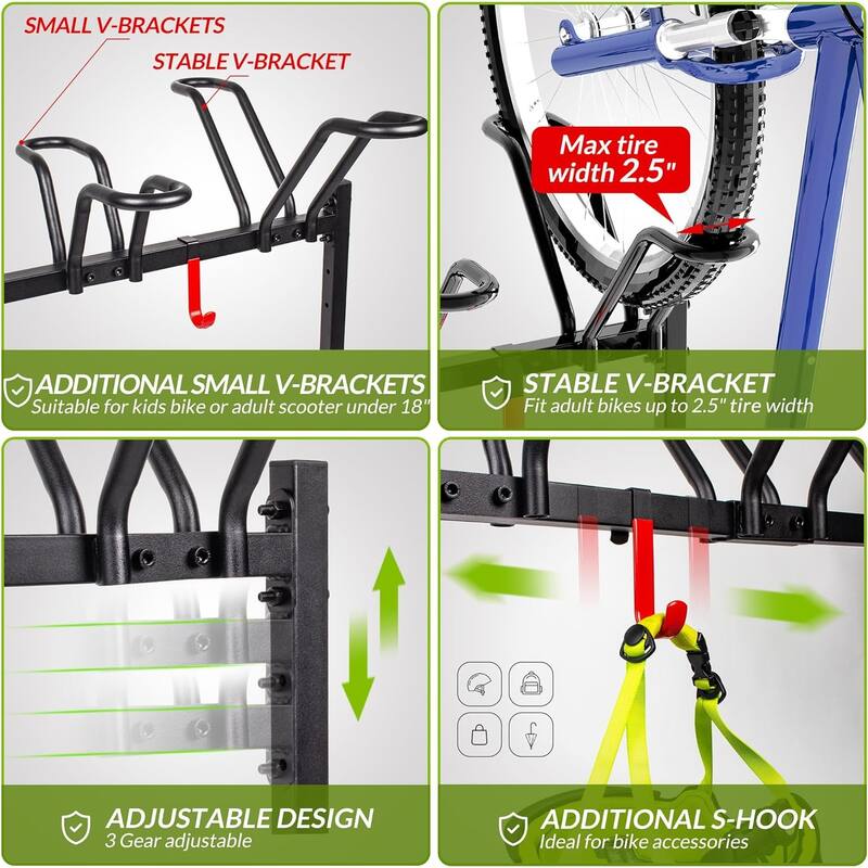 Sttoraboks Adjustable Floor Stand for Bikes, Max Tire Width 2.5", Black
