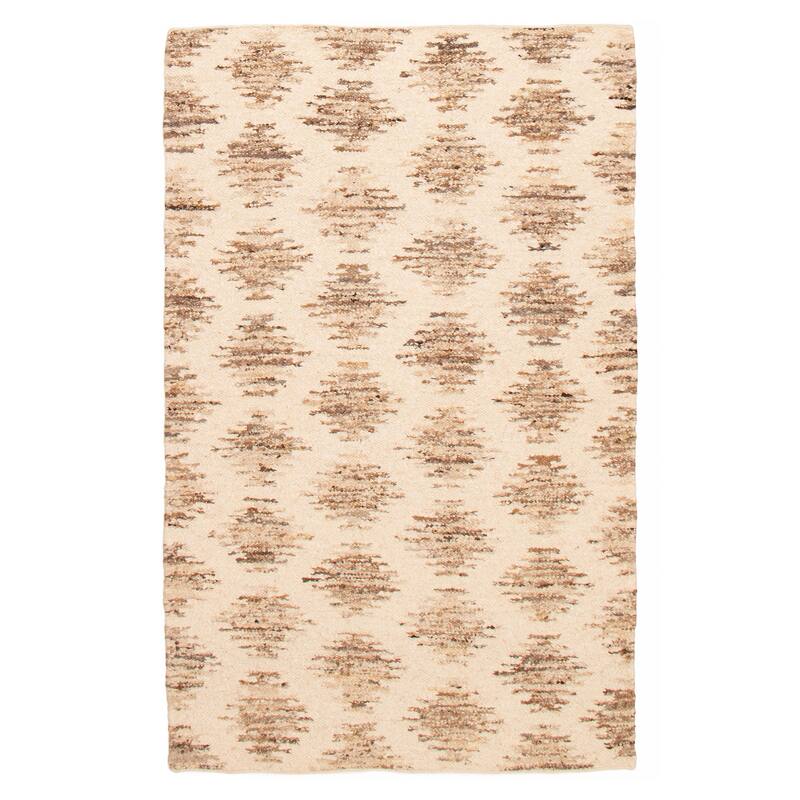 ECARPETGALLERY Flat-Weave Marrakech Cream Wool Kilim - 5'0 x 7'11 - Cream - 5'0 x 7'11