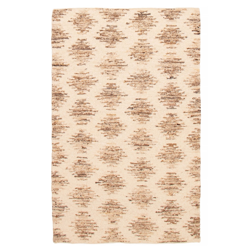 ECARPETGALLERY Flat-Weave Marrakech Cream Wool Kilim - 5'0 x 7'11