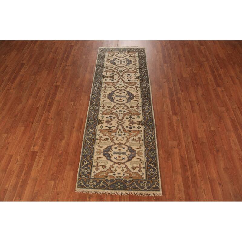 Oushak Indian Runner Rug Handmade Wool Carpet - 2'7"x 7'7"