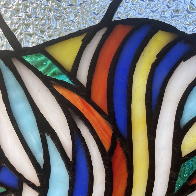 River of Goods River of Goods 12-Inch Rainbow Zebra Stained Glass Window Panel - 12" x 0.25" x 12"