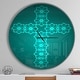 preview thumbnail 1 of 8, Designart 'Turquoise Holy Cross' Oversized Contemporary Wall CLock