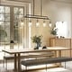 preview thumbnail 4 of 15, LALUZ Modern 5-Light Hand-blown Glass 41" W Chandelier Gun Black Gold Kitchen Island Light - W 41.3" x D 4.3" x H 24"