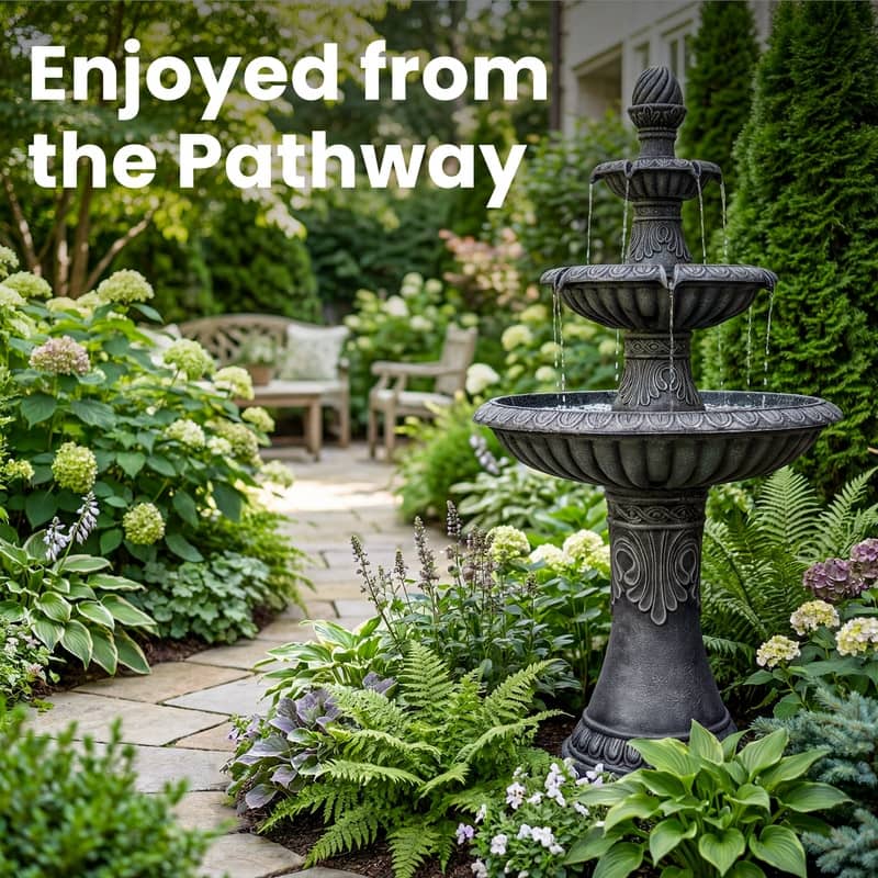 Classic Bird Bath 3-Tier Water Fountain Weather Resistant with Pump