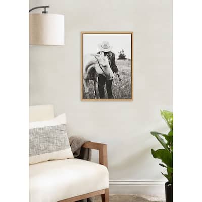Kate and Laurel Sylvie Photo Silver Horse Framed Canvas by The Whiskey Ginger