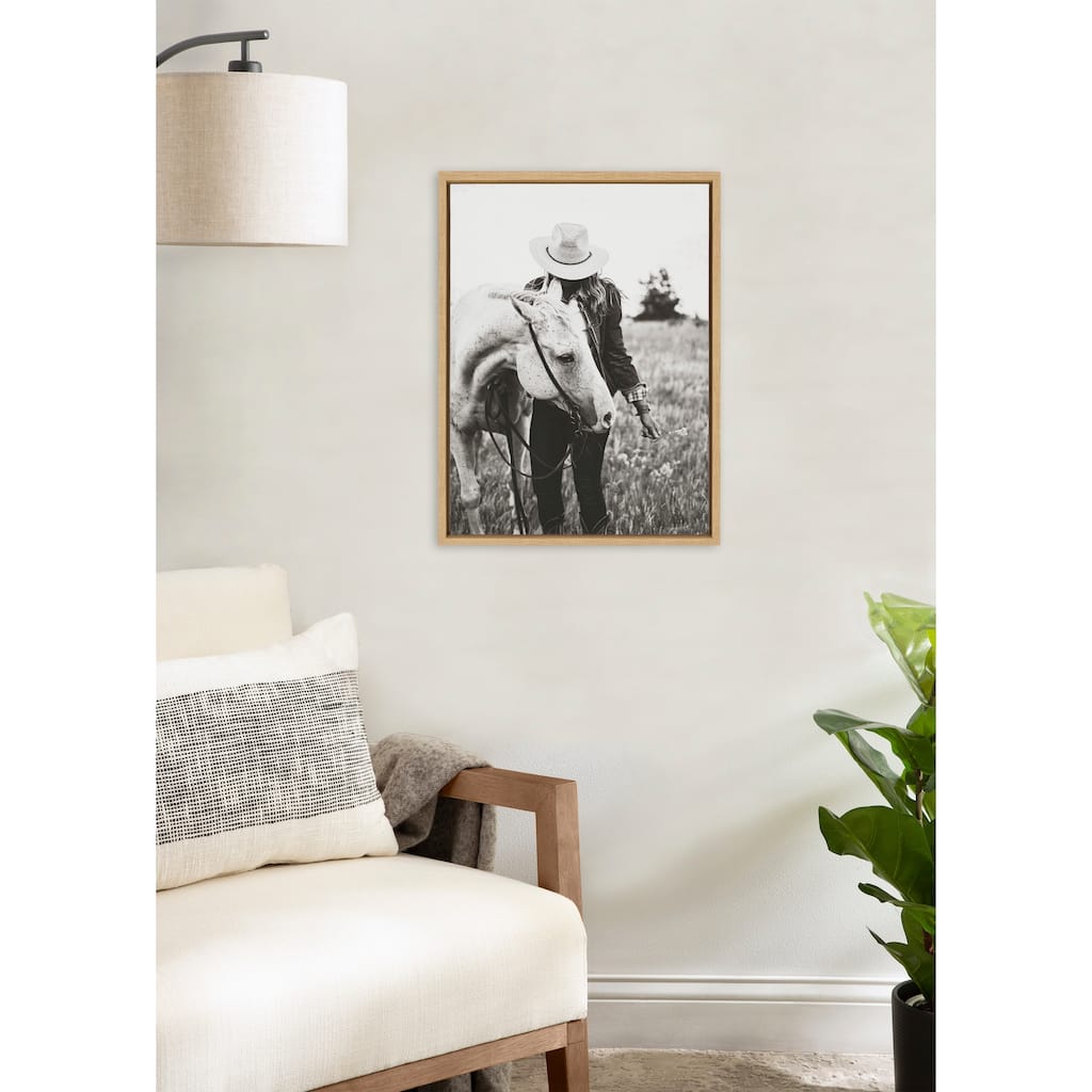 Kate and Laurel Sylvie Photo Silver Horse Framed Canvas by The Whiskey Ginger