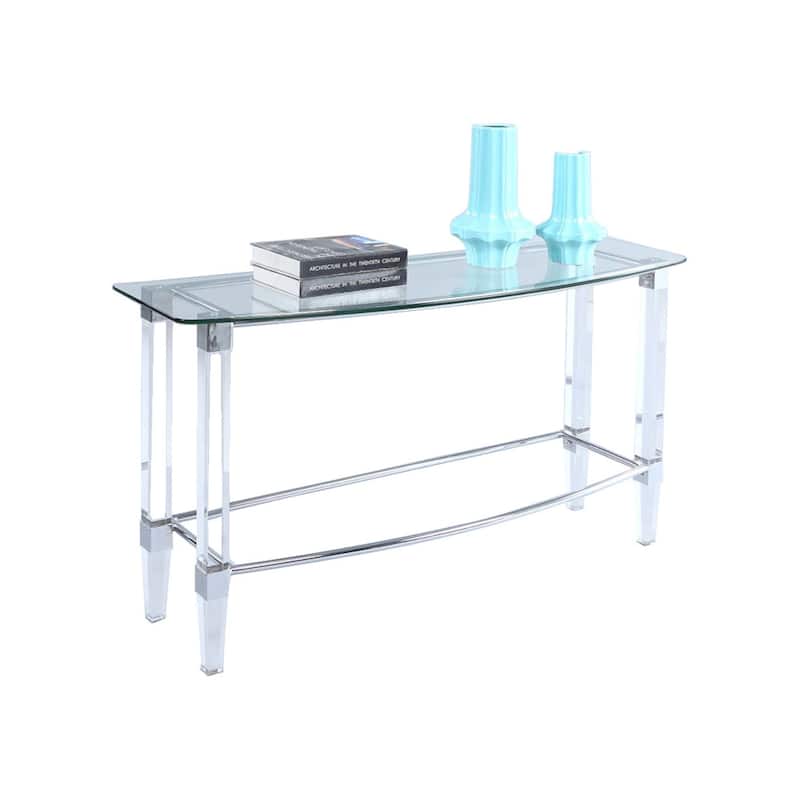 Somette Giselle Metal Sofa Table with Glass Top