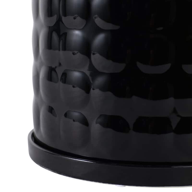 Ceramic Planter Set with Round Design and Drainage Tray (Set of 2)