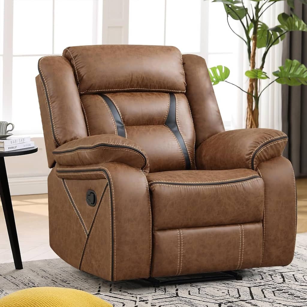 Faux Leather Manual Recliner Chair, Single Reclining Sofa Chair with Armrest and Backrest, Furniture for Living Room