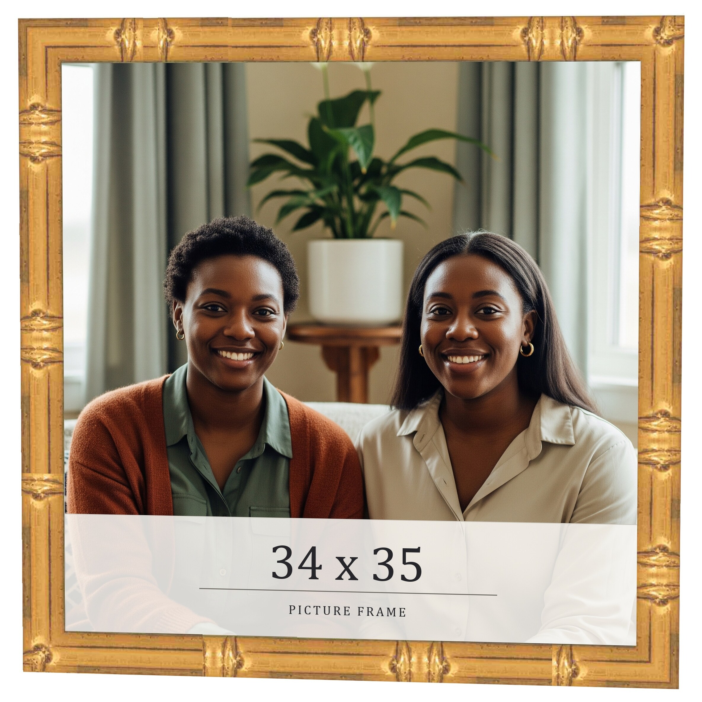 34x35 Frame Gold Bamboo Solid Wood Picture Frame | 1 Inch Moulding
