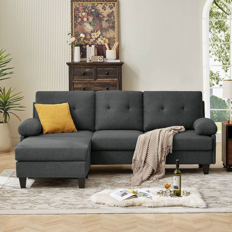 86.22" L Shaped Sectional Sofa with Side Storage Pockets