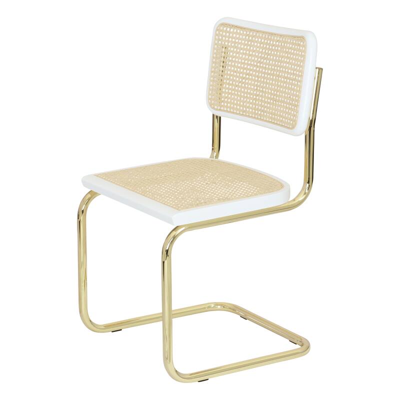 Breuer Chair Company Marcel Breuer Cesca Cane Cantilever Side Chair w/ Brass Steel Frame (Various Wood & Cane Colors)