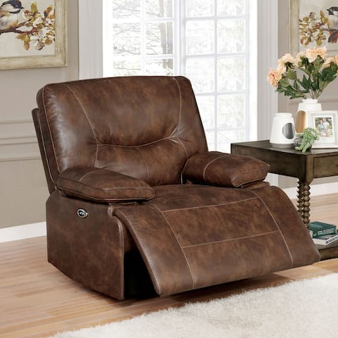 Furniture of America Miri Remoire Traditional Brown Power Recliner Chair