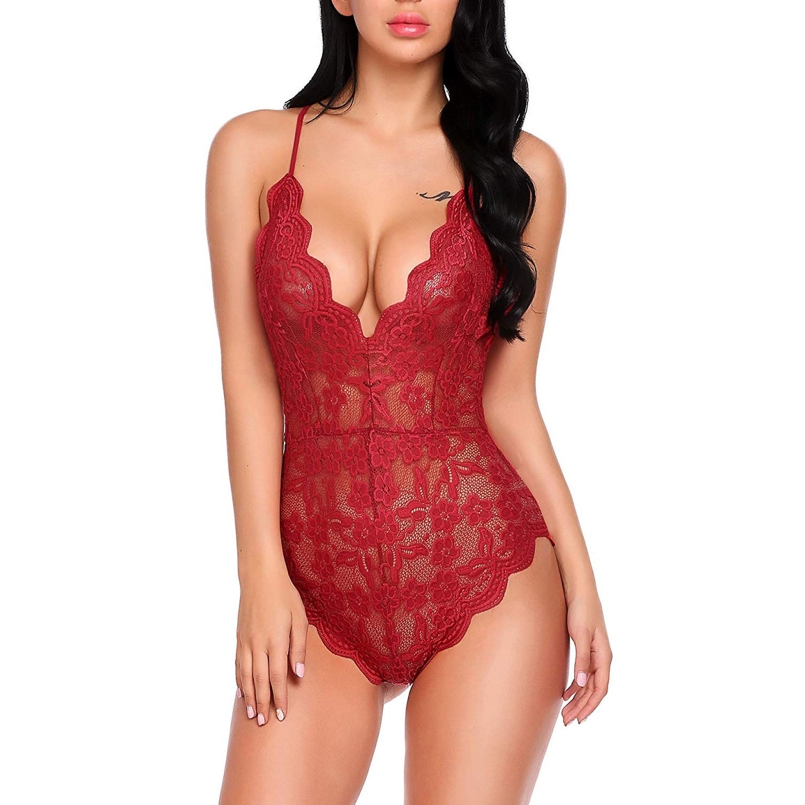 red lingerie bodysuit
