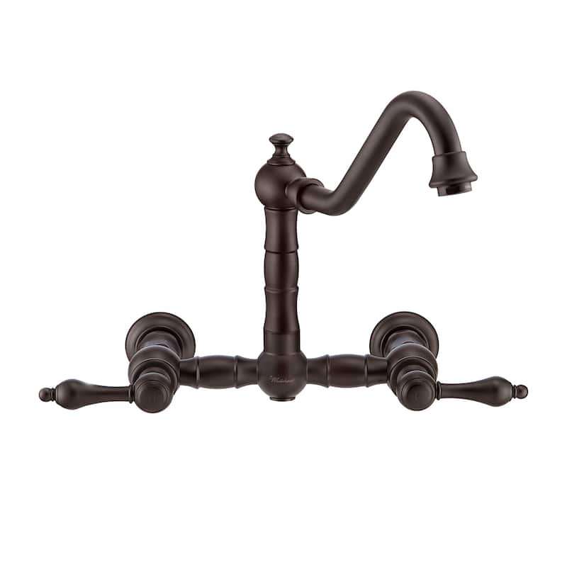 Vintage III Plus Wall Mount Faucet with a Long Traditional Swivel Spout, Lever Handles and Solid Side Spray